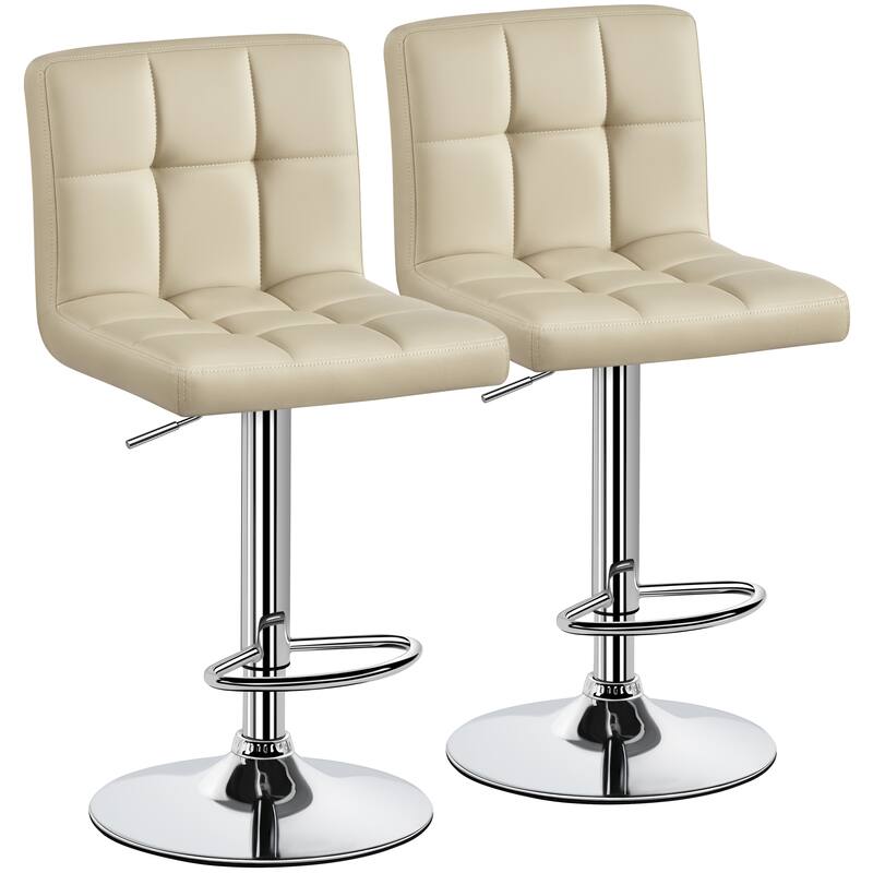 Yaheetech 2pcs Adjustable Modern Faux Leather Swivel Bar Chairs