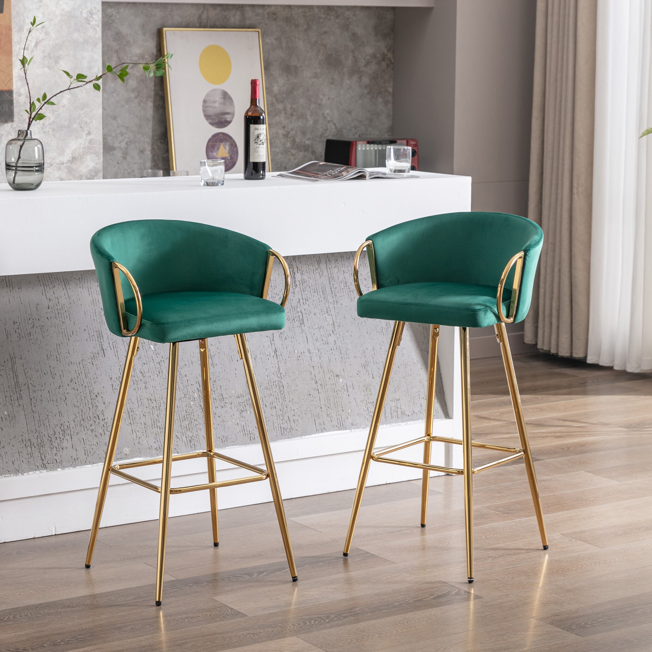 26 Inch Modern Design Velvet Fabric Bar Stools with Chrome