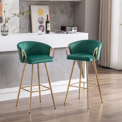 Set of 2 Bar Stools,with Chrome Footrest