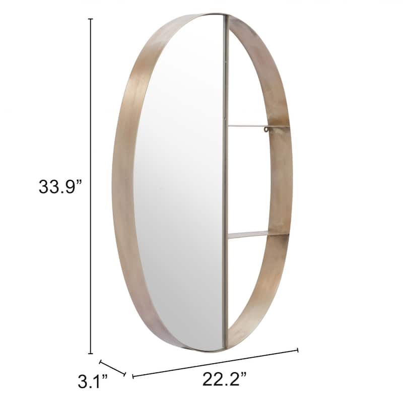 HomeRoots 34" Bronze Oval Steel Framed Accent Mirror