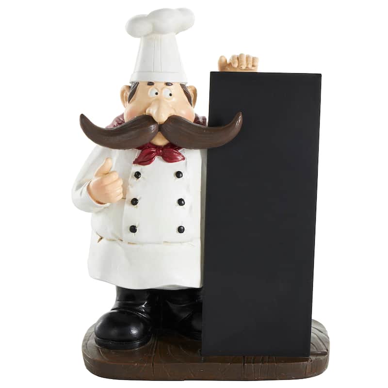 Black Polystone Chef Decorative Sculpture with Chalkboard