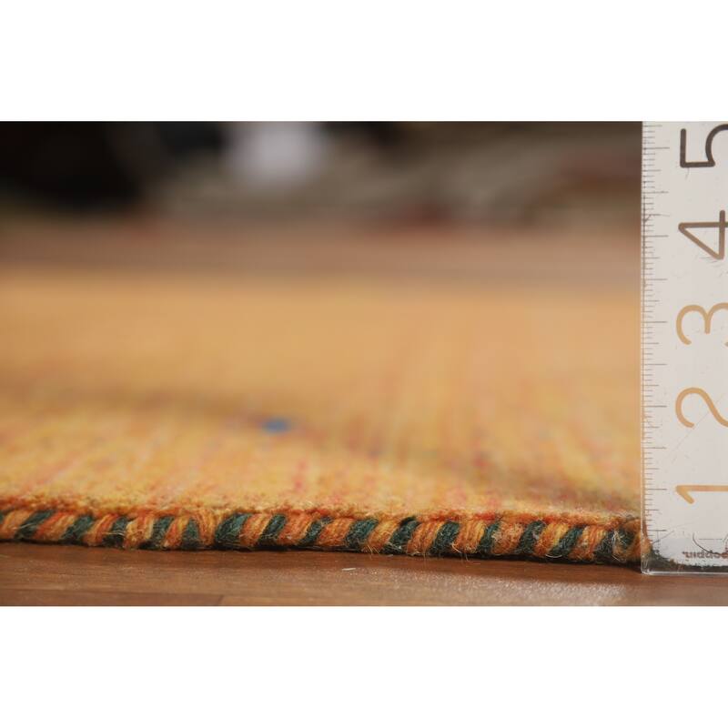 Hand Knotted Oriental 100% Wool Carpet Tribal Animal Pictorial Oranges & Rust Gabbeh Area Rug - 7' 7'' X 4' 11''