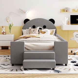Twin Gray Velvet Upholstered Bed Frame Daybed with Hydraulic System