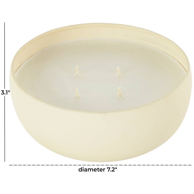 Beige, Black or Cream Metal Scented Textured 34oz 4 Wick Decorative Candle with White Wax