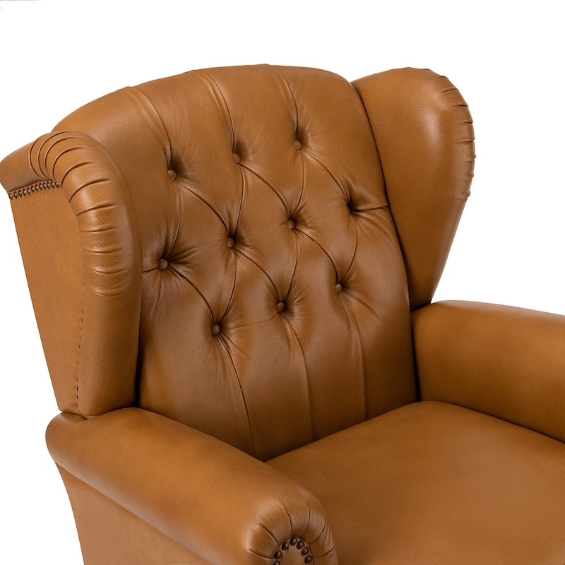 Alex Classic Leather Armchair with Nailhead Trim by HULALA HOME