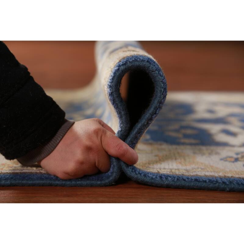 Blue Oushak Oriental Runner Rug Handmade Hallway Wool Carpet - 2'6"x 9'9"