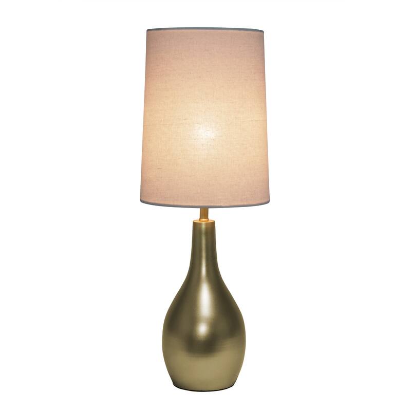 Hourglass LED Table Lamp with Round Drum Shade - 19.5" - Gold