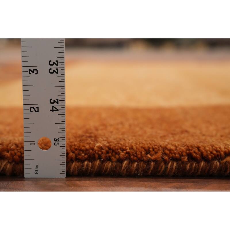 Hand Knotted Oriental 100% Wool Carpet Modern Solid Oranges & Rust Gabbeh Area Rug - 6' 3'' X 6' 3''