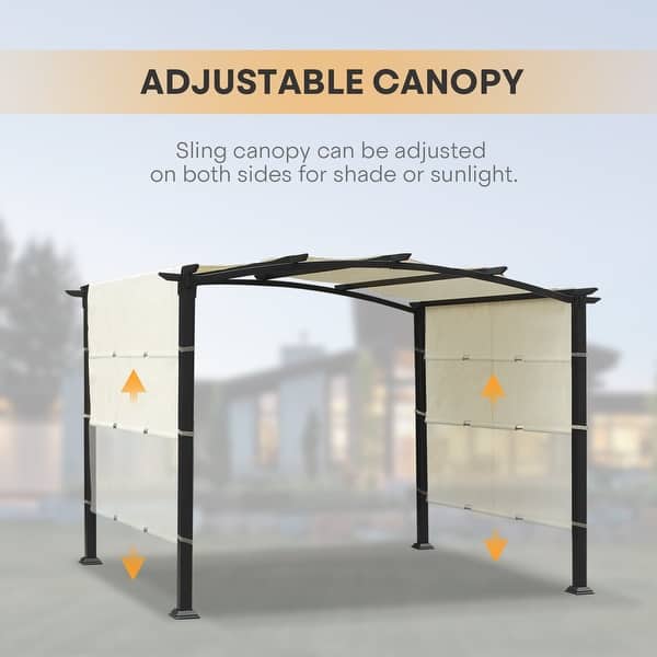 Shop 10 X8 Pergola Gazebo Canopy Outdoor Patio Garden Steel Frame Sun Shelter With Retractable Canopy Shades Overstock 31721362