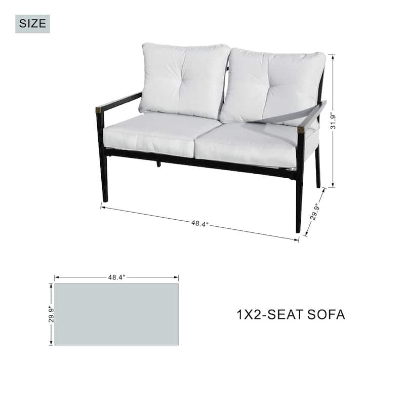 Modern 4-piece Outdoor Accented Sofa Seating Set with Waterproof Loveseat and Iron Coffee Table