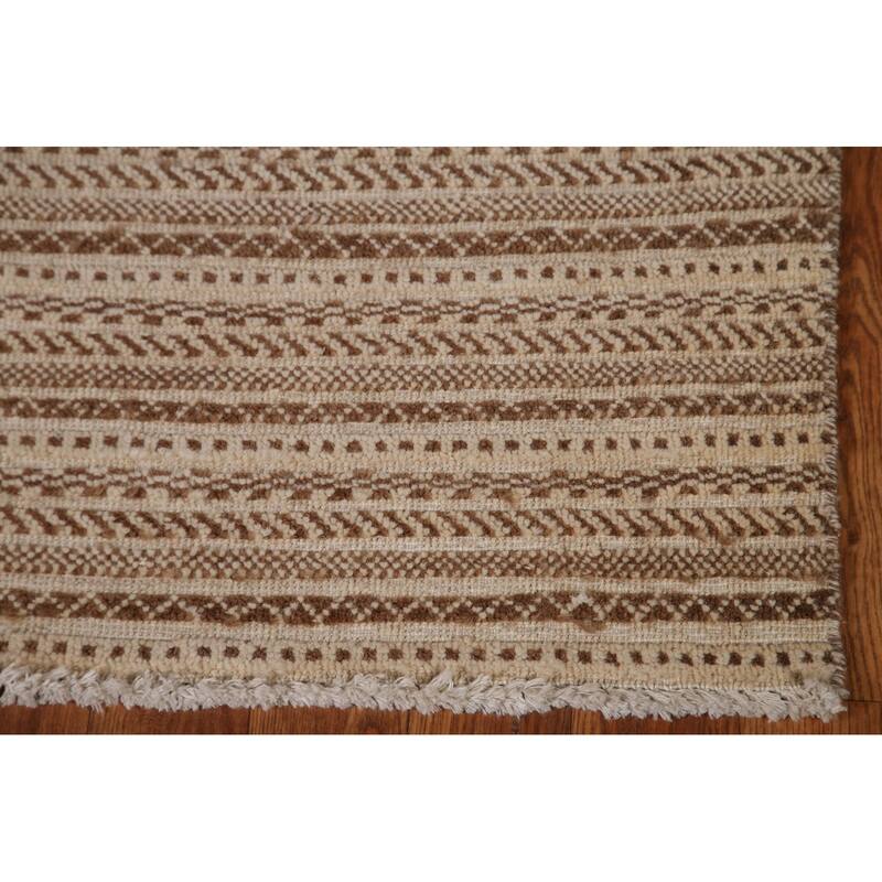 Striped Modern Gabbeh Runner Rug Handmade Wool Carpet - 2'6"x 11'8"