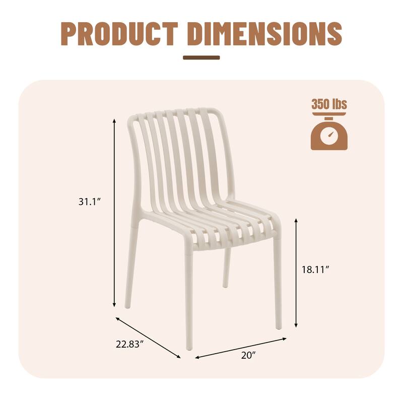 Outdoor Stackable Plastic Chairs Dining Chair Set 4-Piece Lightweight