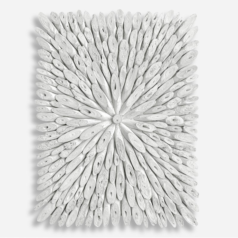 Sunburst Wooden Wall Decor - 39.25" - White