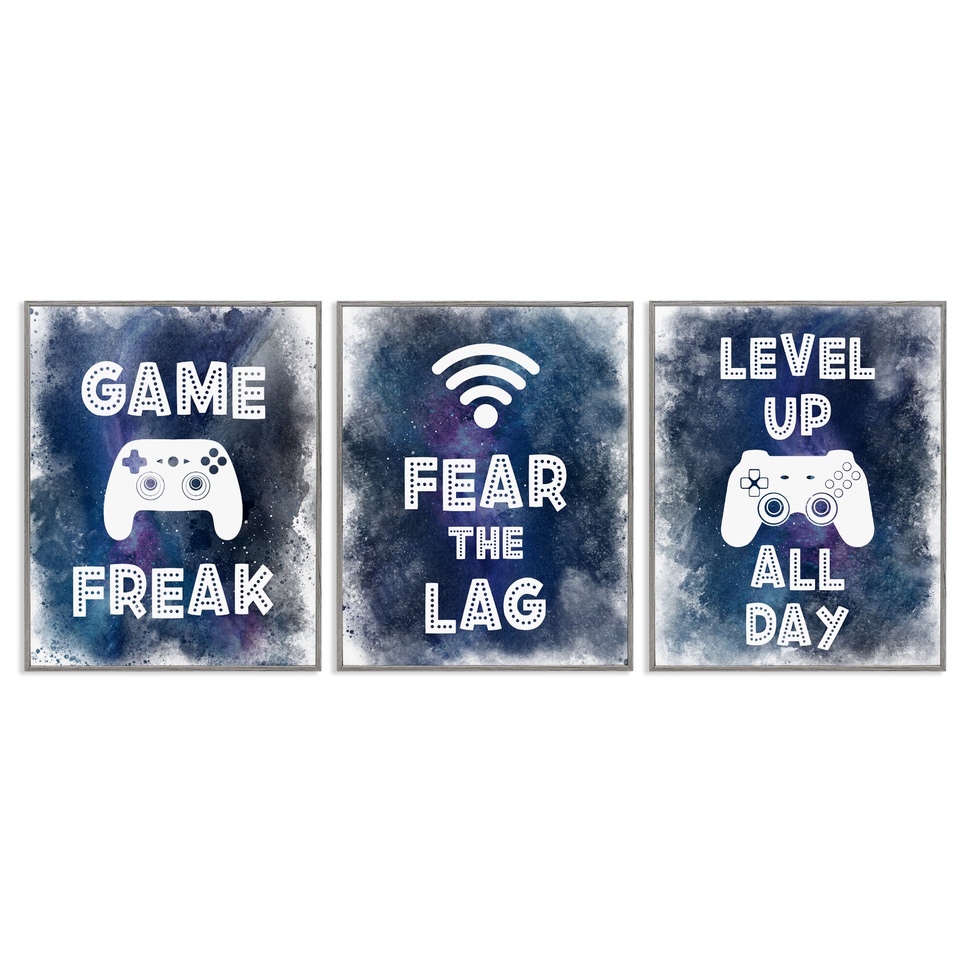 Stupell Gamer Quotes with Splash Framed Giclee Art Design By Marcus Prime (Set of 3)