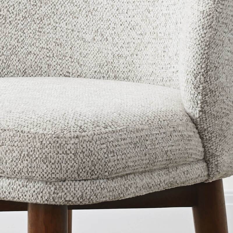 Upholstered Barrel Dining Chair With Walnut Legs (Set of 4)