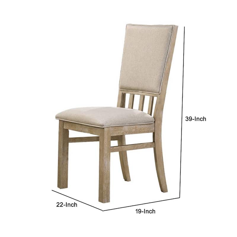 Brown/Beige Fabric Upholstered Wood Frame Dining Chair, Set of 2, Sturdy Dining Chair for Dining Rooms - 20.5