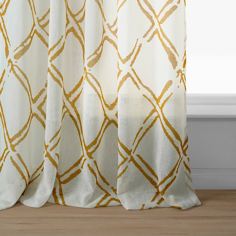 Exclusive Fabrics Normandy Printed Faux Linen Sheer Curtain (1 Panel)