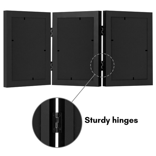 amerge folleta 3piece setup ブラック 現物写真提示可 Americanflat Tri-Folding Picture Frame to Display 3 Photos at Once
