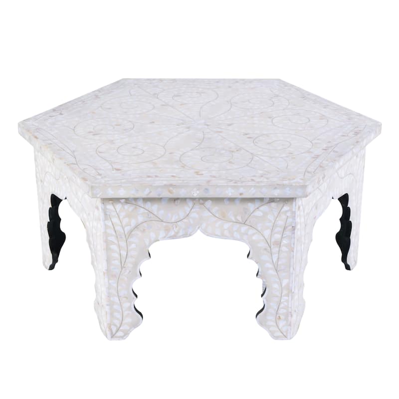 Marjorie 40.5 in. W Hexagon Mother of Pearl Coffee Table