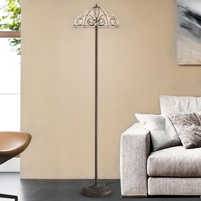 Pronima Aged Bronze Crystal Scroll 64-Inch Floor Lamp