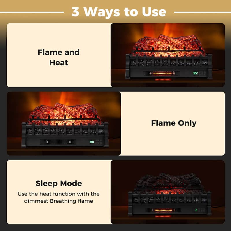 Costway 26” WiFi Infrared Quartz Electric Fireplace Insert Logs Heater - See Details