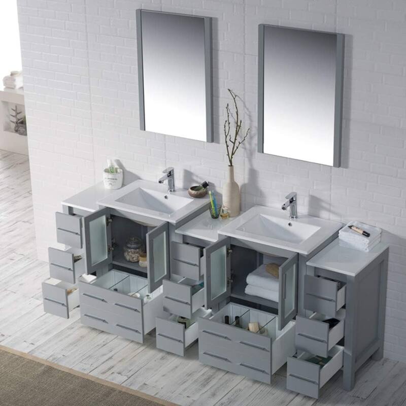 Blossom Sydney 84 Inch Solid Wood Double Sink Vanity with Side Cabinet