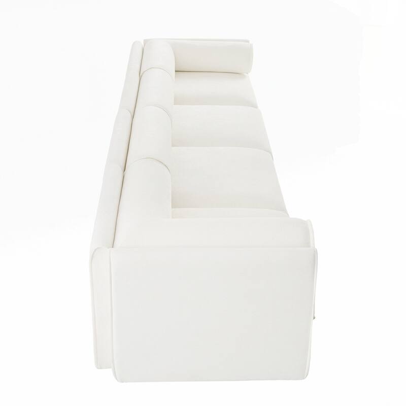Cylindrical Backrest and Armrests Chenille Sofa with Storage Seat