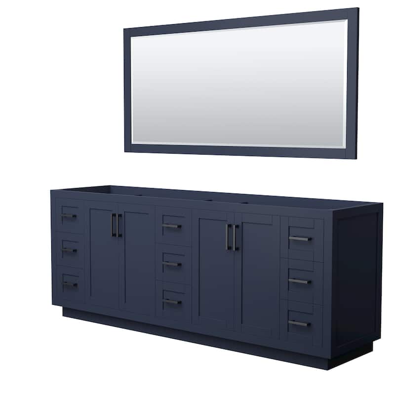 Wyndham Collection WCF2929-84D-CX-M70 Miranda 84" Double Free Standing - Dark Blue / Matte Black Hardware