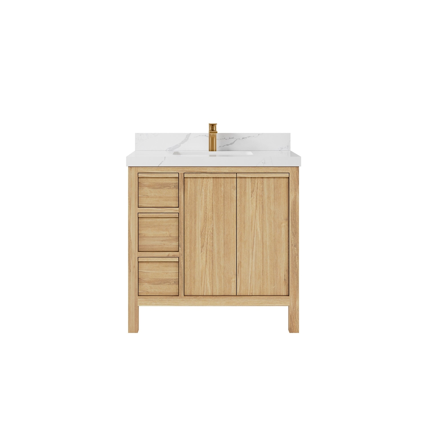 Willow Collections 36 in. W x 22 in. D Elizabeth Solid Teak Wood Center Sink Bathroom Vanity with Countertop