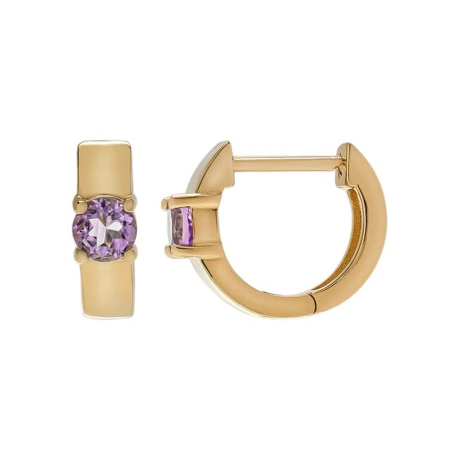 Victoria Townsend 14kt Gold over Sterling Silver Round Amethyst Huggie Earrings