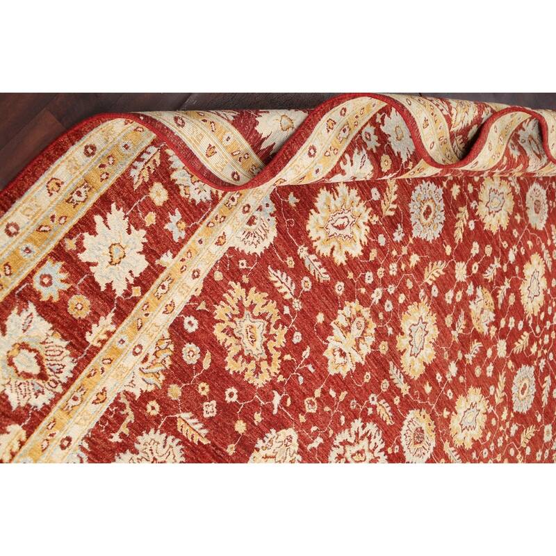 Vegetable Dye Floral Chobi Peshawar Area Rug Hand-knotted Wool Carpet - 9'1" x 12'0"