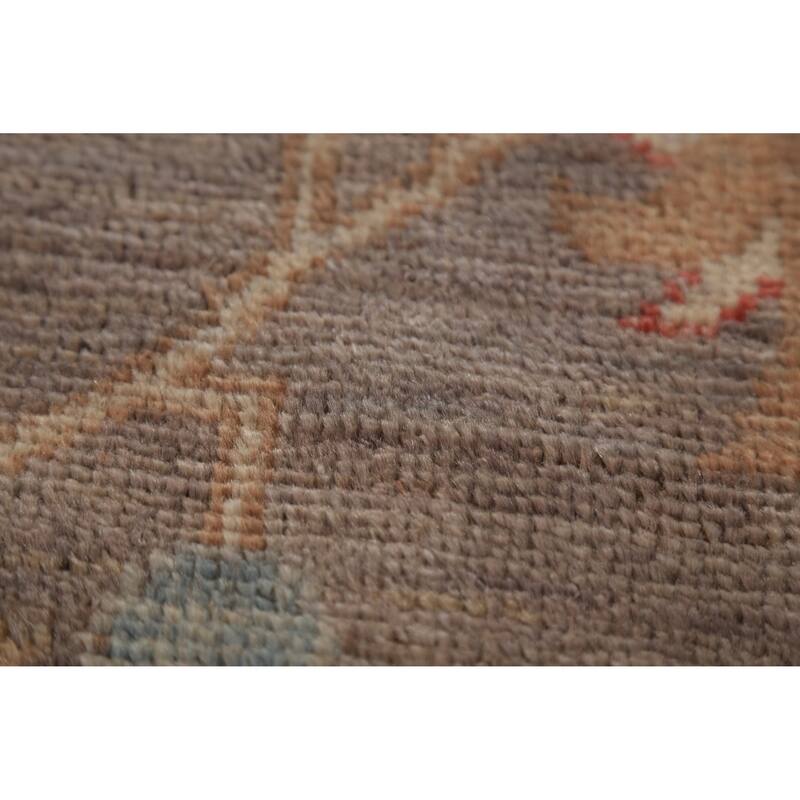 Hand Knotted Oriental 100% Wool Carpet Transitional All-Over Brown Oushak Area Rug - 9' 11'' X 8' 3''