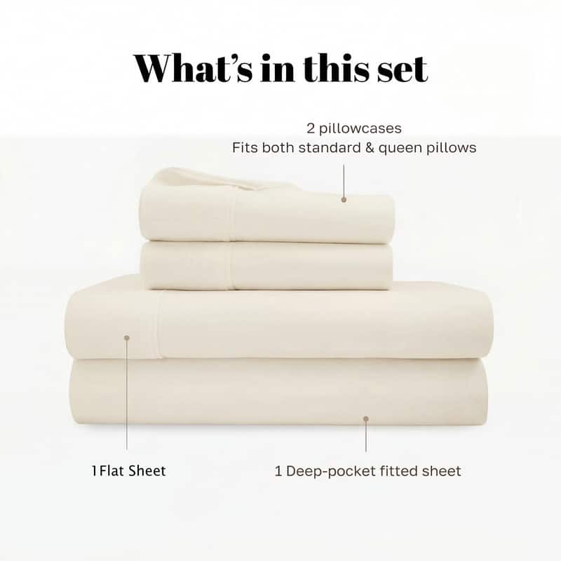Superior Egyptian Cotton 530 TC Sheet Set Sateen Weave, Deep Pocket, Ultra‑Soft & Breathable Bedding