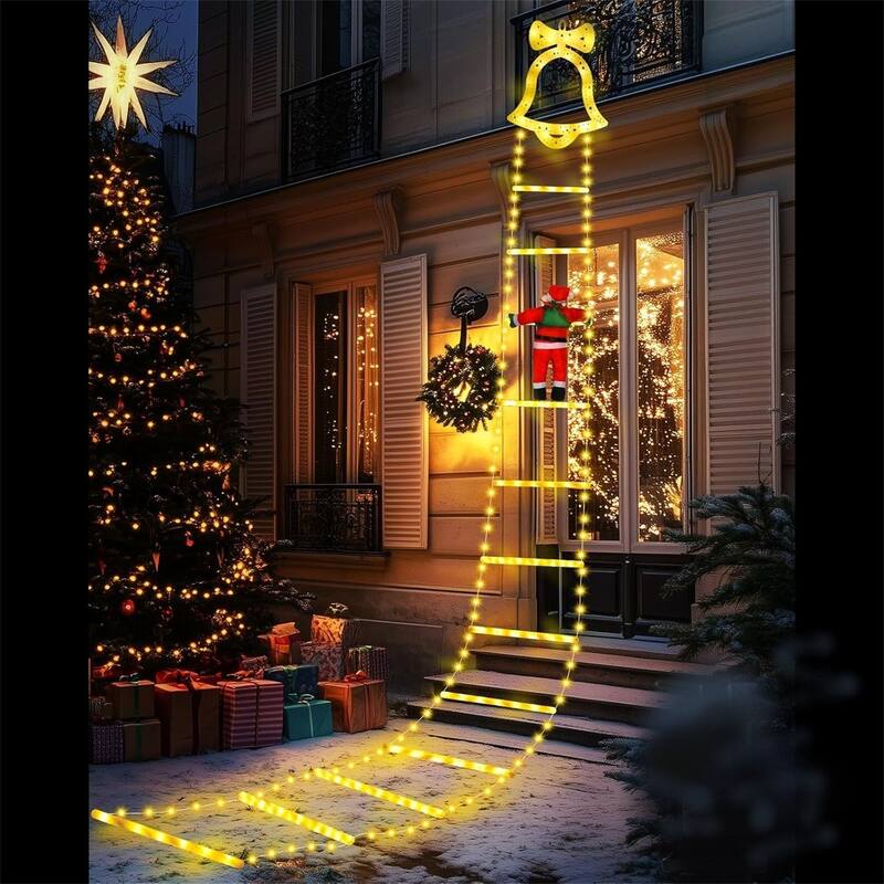 11FT Santa Claus Ladder Lights, Christmas Lights, Outdoor Ladder Lights - Multi