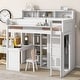 preview thumbnail 1 of 11, Elegant Sturdy Wood Twin Loft bed with Multiple Storage Shelves and Wardrobe, Built-in desk and Full-length Guardrails, White White