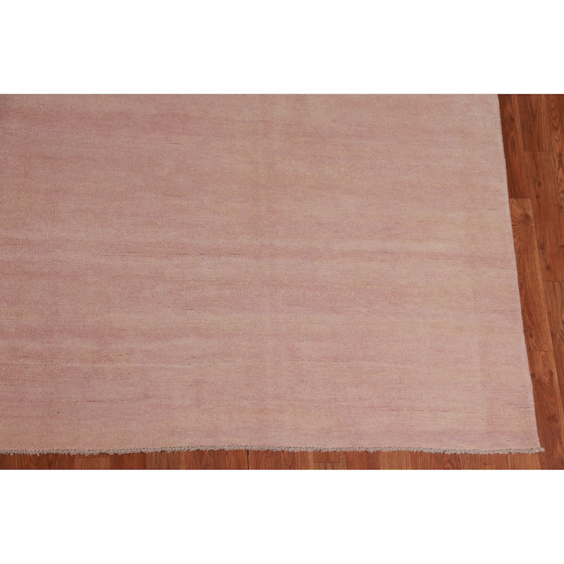 Hand Knotted Oriental 100% Wool Carpet Modern Solid Peach Gabbeh Area Rug - 11' 11'' X 9' 3''