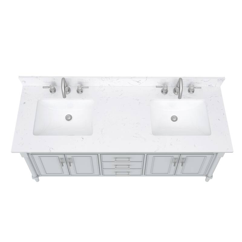 Avanity Bristol 61 in. Bath Vanity in Light Gray finish and Cala White Engineered Top
