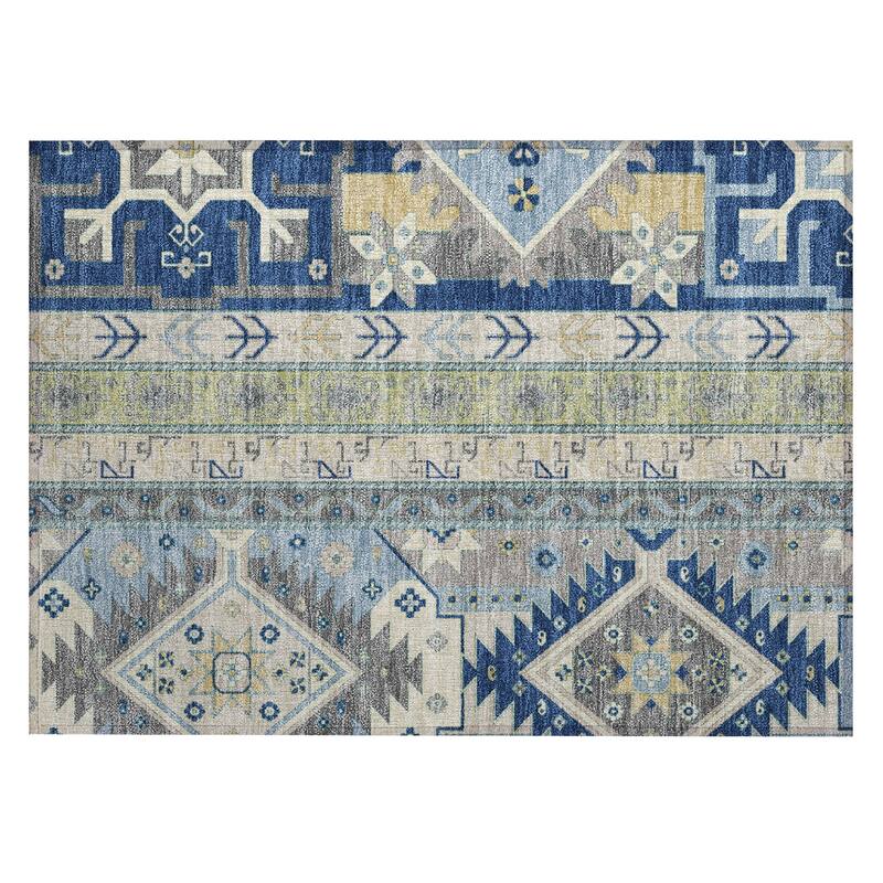 Machine Washable Indoor/ Outdoor Boho Tribal Chantille Rug
