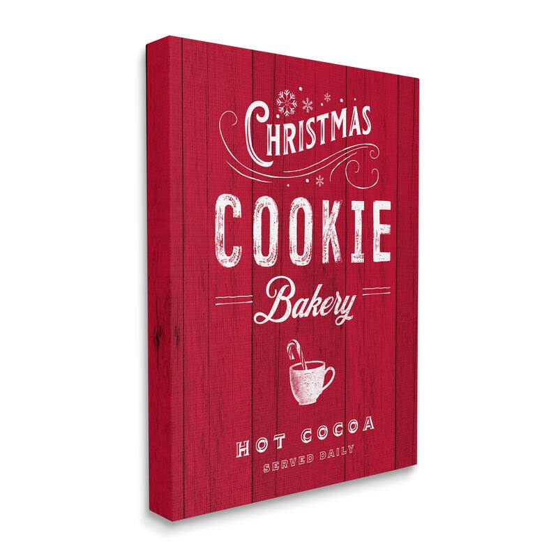 Stupell Christmas Cookie Bakery Holiday Advertisement Festive Cocoa Canvas Wall Art - Red