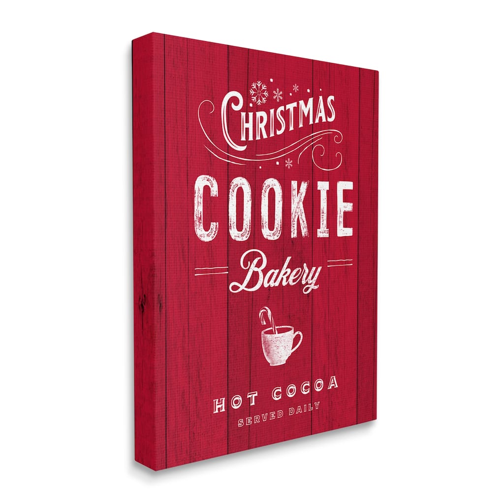 Stupell Christmas Cookie Bakery Holiday Advertisement Festive Cocoa Canvas Wall Art - Red