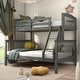 preview thumbnail 11 of 18, Slat Design Twin over Full Bunk Bed with Angled Ladder in Dark Walnut Gray