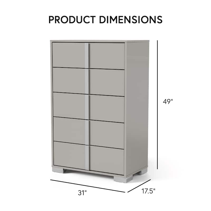 Furniture of America Erina Modern 3-Piece Glossy Chest and 2 Nightstand Bedroom Set