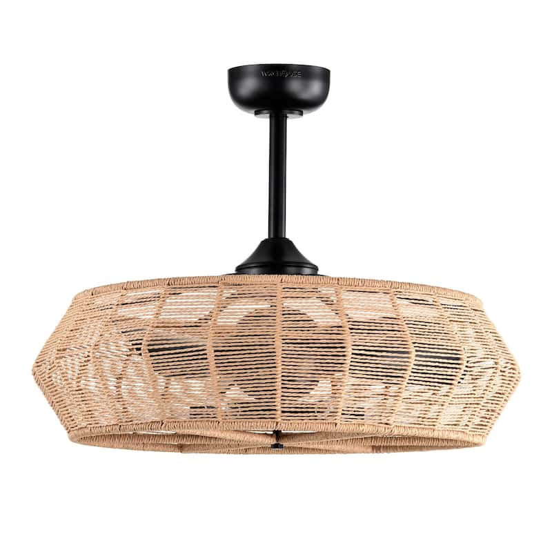 Akasha 28 Inch Rattan Rope Fandelier 6 Light with Remote (Color Optional)