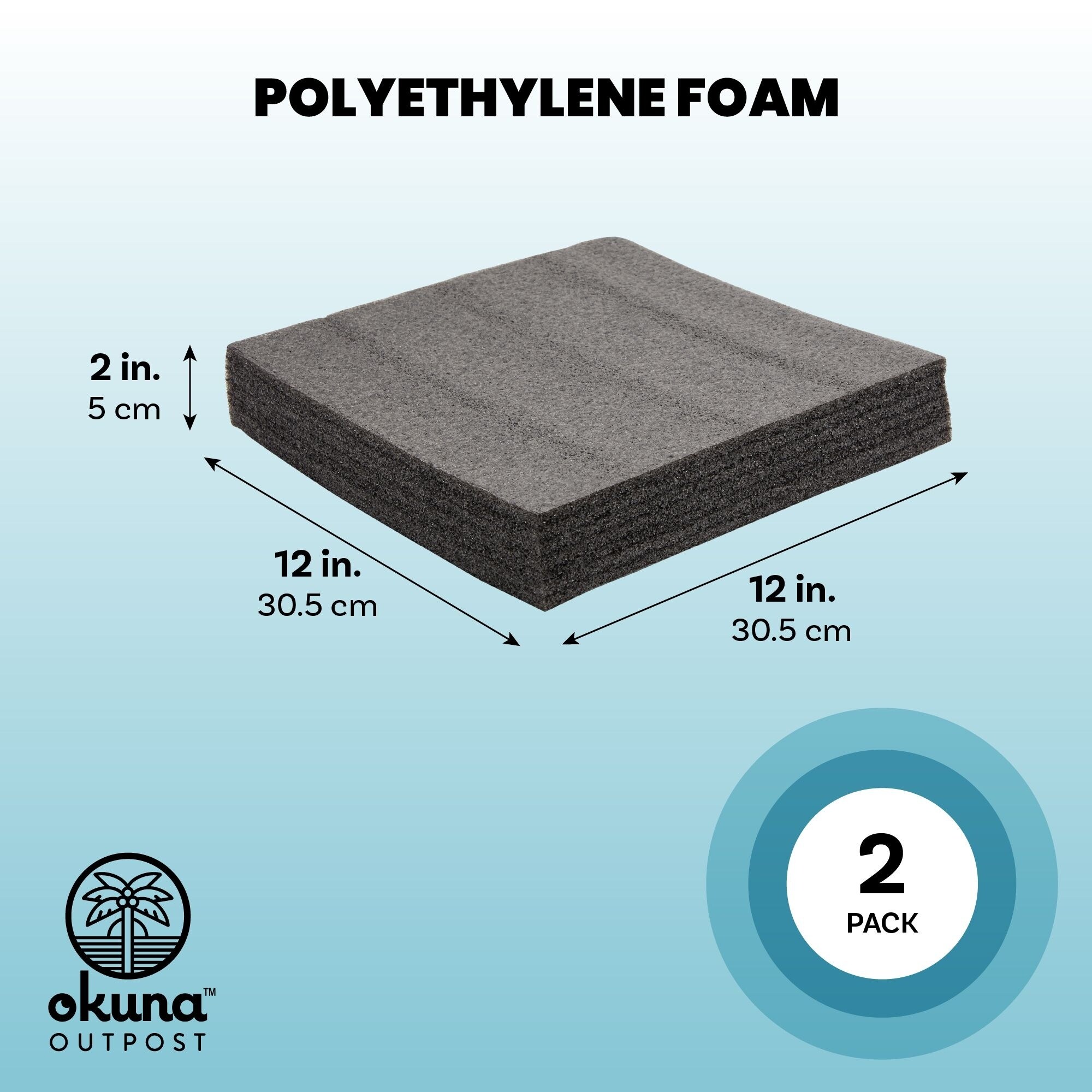2 Pack Customizable Polyethylene Foam Packing Material for Shipping Inserts  Crafts (12 x 12 In)