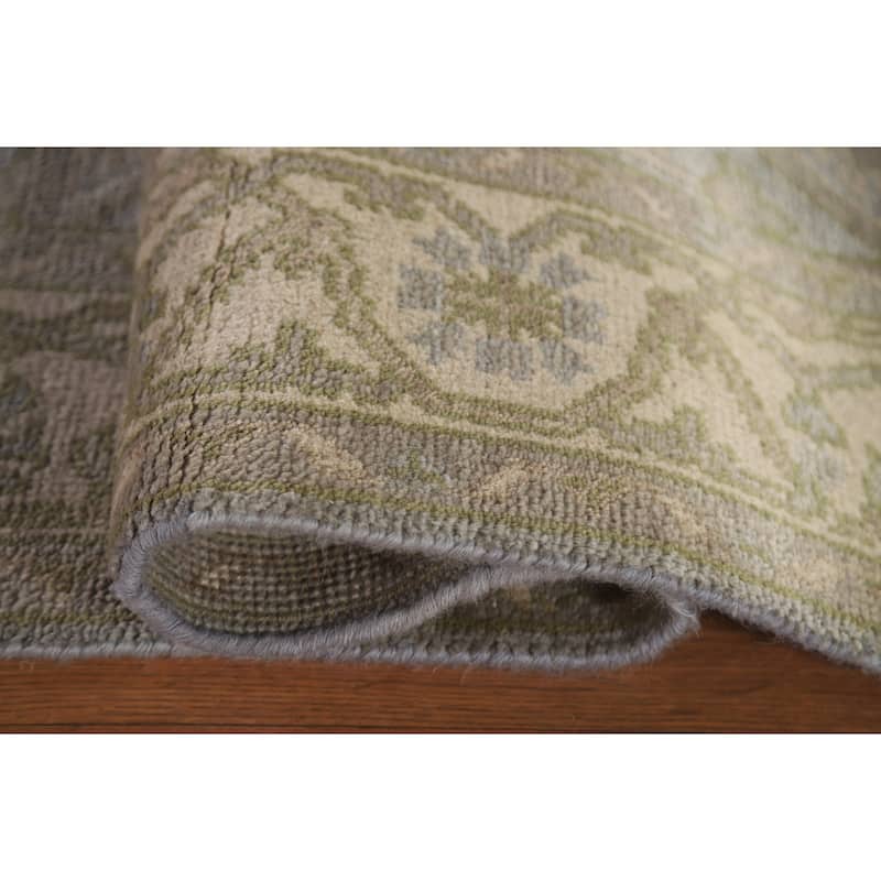 Blue All-Over Oushak Oriental Runner Rug Handmade Wool Carpet - 4'1" x 19'3"