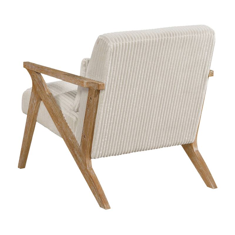 Bennett 27" Corduroy Accent Chair with Wood Frame & Matching Pillow