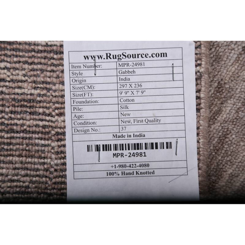 Gabbeh Indian Area Rug Handmade Beige Tribal Silk Carpet - 7'9" x 9'9"