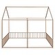 preview thumbnail 22 of 35, Metal Twin Size House Platform Bed with Two Shared Beds, Guardrails, Roof and Windows, Sturdy Frame, Black Finish