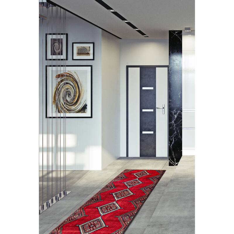 ECARPETGALLERY Hand-knotted Andelz Red Wool Rug - 2'9 x 10'8