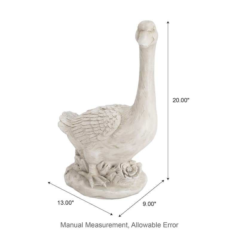 Glitzhome 20"H MGO Faux Bronze / White Goose Garden Statue